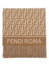 Fendi Wool And Cashmere Scarf Scarves And Foulards Beige In Brown