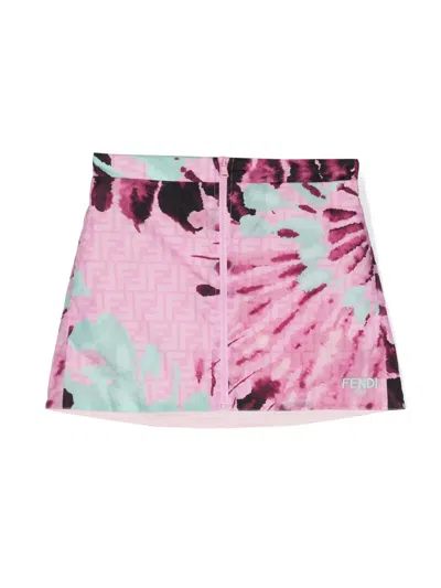 Fendi Kids' Ff-pattern Mini Skirt In Pink