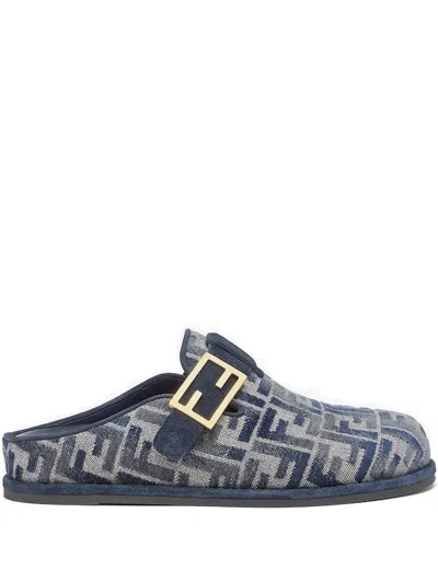 Fendi Ff-pattern Mule In Blue