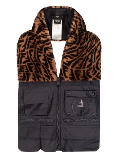 Fendi Ff-pattern Panelled Gilet In Animal Print