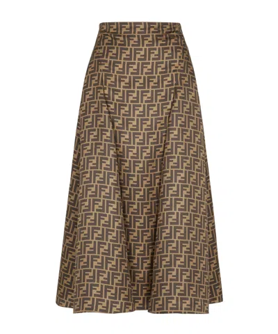 FENDI FENDI FF MOTIF MIDI SKIRT