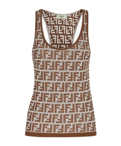 FENDI FENDI LOGO DETAILED SLEEVELESS TOP