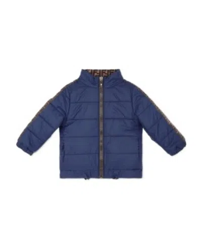 Fendi Ff-pattern Reversible Padded Jacket In Blue
