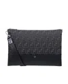 Fendi Ff Pattern Shoulder Bag In Black
