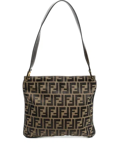 Pre-owned Fendi Ff-pattern Shoulder Bag In Brown