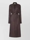 Fendi Silk Chess Ff Long Sleeve Midi Dress Dresses Brown In Brown
