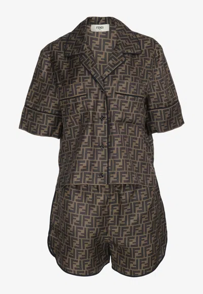 FENDI FF PATTERN SILK PAJAMA SET