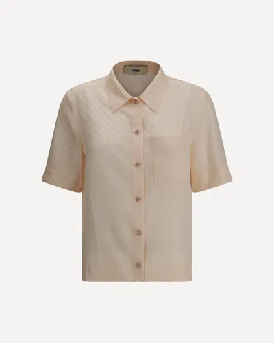 Fendi Embroidered Silk Shirt In Pink