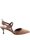 Fendi Ff Pattern Strap Pumps In Brown