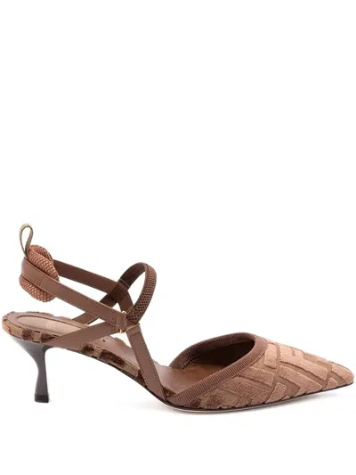 Fendi Ff Pattern Strap Pumps In Brown