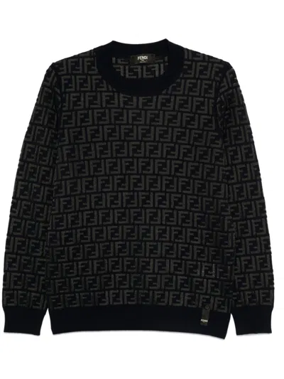 Fendi Ff Pattern Sweater In White