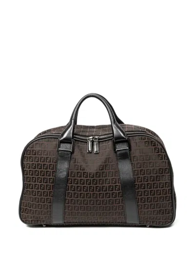 Pre-owned Fendi Ff-pattern Tote Bag In Black