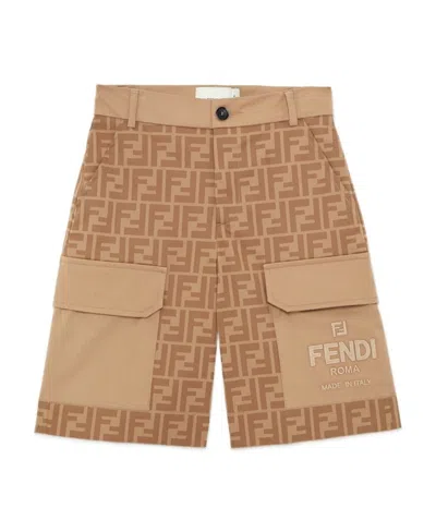 Fendi Ff-patterned Cargo Shorts In Nude