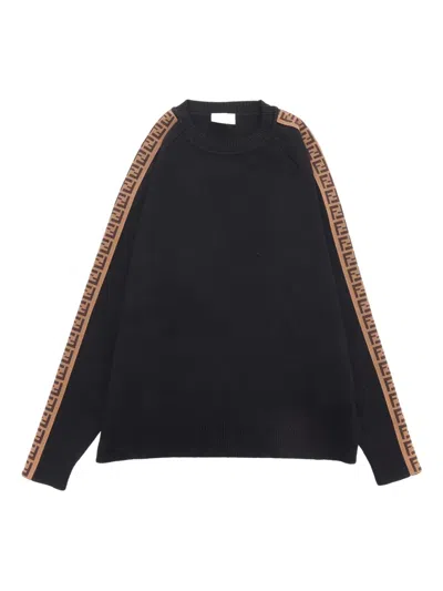 Fendi Pullover Mit Ff-streifen In Black