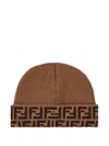 Fendi Ff-patterned Hat In Brown