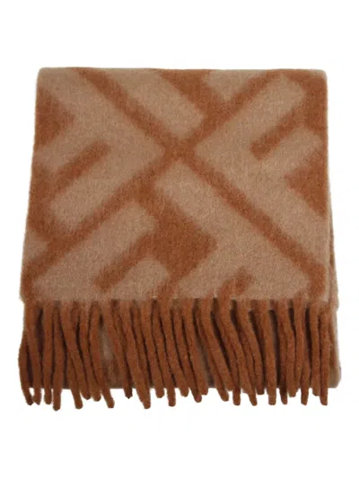 Fendi Ff-patterned Scarf In Brown