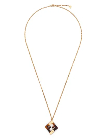 Fendi Ff-pendant Necklace In Silver