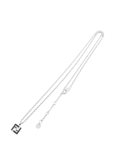 Pre-owned Fendi Ff Pendant Necklace In Silver