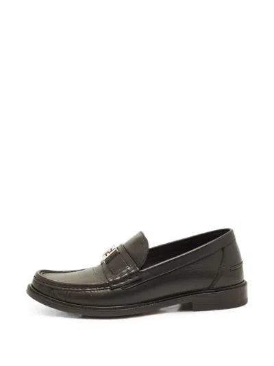 Pre-owned Fendi Ff Penny Loafers In Black