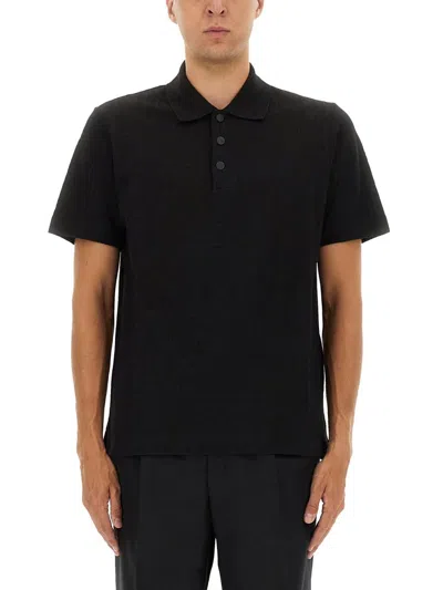 Fendi Ff Piquet Jacquard Polo Shirt In Black