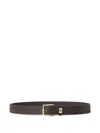 Fendi Adjustable Leather Belt Gold-tone Buckle In Black