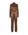 Fendi Ff Plaque Drawstring Waist Jumpsuit In Brown