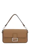 Fendi Ff Plaque Foldover-top Shoulder Bag In Emr Cappuccino Palladio