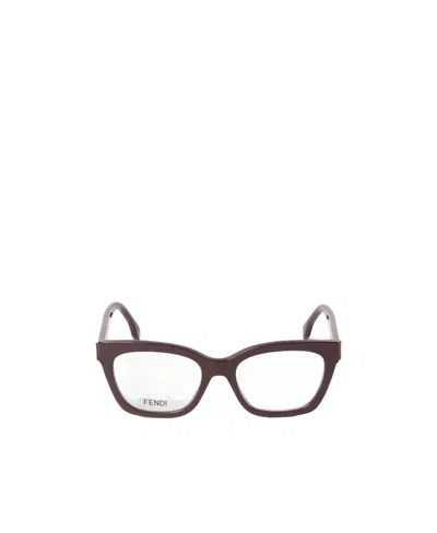Fendi Ff-plaque Square-frame Glasses In White