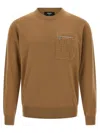 Fendi Ff Pocket Sweater Sweaters And Cardigans Beige In Brown