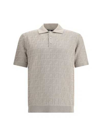 Fendi Ff Polo Shirt In Neutral