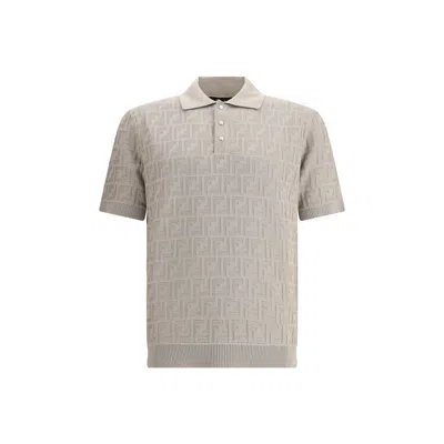 Fendi Ff Polo Shirt In Gray