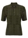 Fendi Ff Wool Blend Lurex Polo In Green