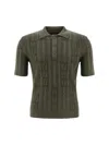 Fendi Ff Wool Blend Lurex Polo In Green