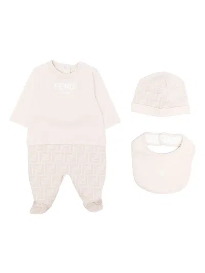 Fendi Ff-print Babygrow Set In Brown
