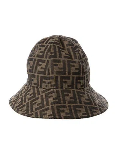 Pre-owned Fendi Ff Print Bucket Hat In Brown