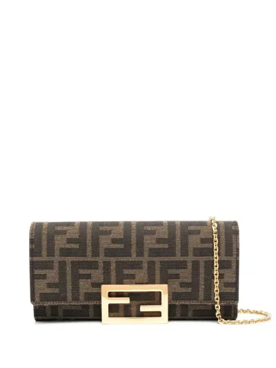 FENDI FENDI FF-PRINT CANVAS CHAIN WALLET