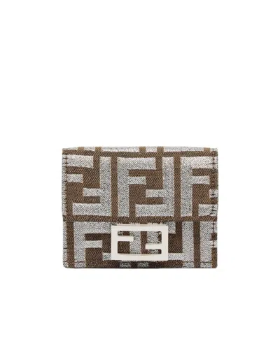 Fendi Monogrammed Tri-fold Wallet In Marrone