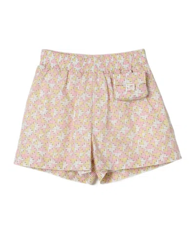 Fendi Ff-print Cotton Shorts In Nude