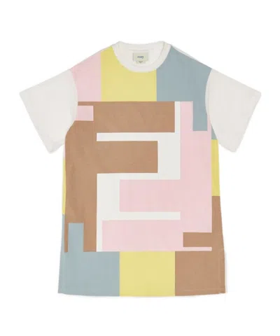 Fendi Ff-print Cotton T-shirt Dress In Multicolor