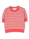 Fendi Ff-print Cotton-wool Blend Top In Pink