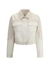 Fendi Women Ff Off White Denim Jacket In Metallic