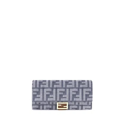 Fendi Ff Print Denim Wallet