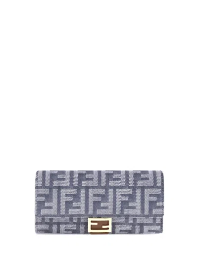 Fendi Ff Print Denim Wallet
