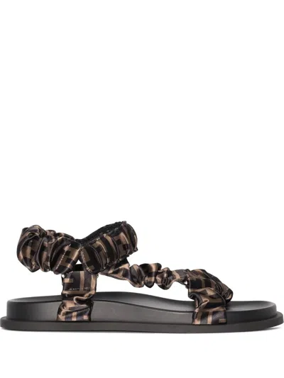 FENDI FF PRINT FLAT SANDALS