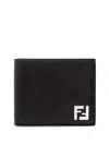 Fendi Ff Print Leather Bi-fold Wallet Accessories In Black