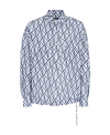 Fendi Navy Linen Ff Chine Shirt For Men In Blue