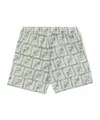 Fendi Ff-print Linen Shorts In Gray