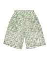 Fendi Ff-print Linen Shorts In Green
