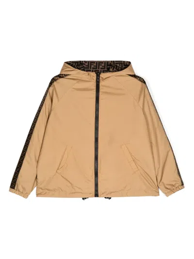 Fendi Kids' Ff-print Reversible Jacket In Brown