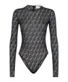 Fendi Ff-print Sheer Bodysuit In Black